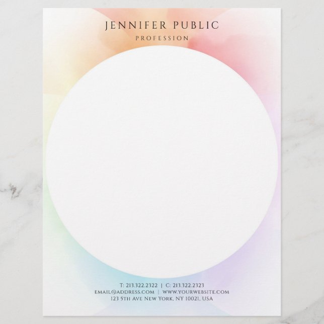 Colourful Modern Simple Design Professional Custom Letterhead (Front)