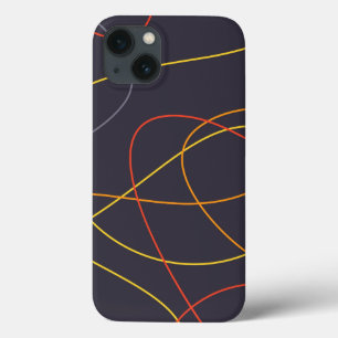 Colourful, modern, simple, trendy,curvy messy line iPhone 13 case