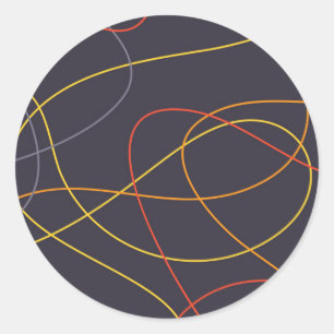 Colourful, modern, simple, trendy,curvy messy line classic round sticker