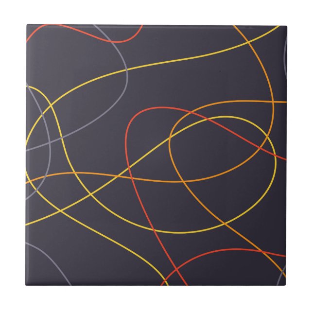 Colourful, modern, simple, trendy,curvy messy line tile (Front)