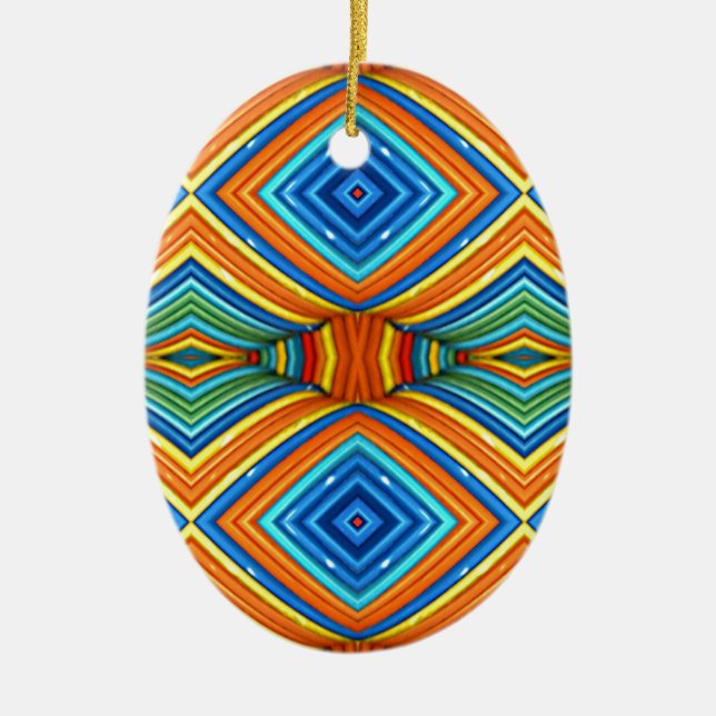 Colourful Modern Southwest Pattern Ceramic Tree Decoration (Front)