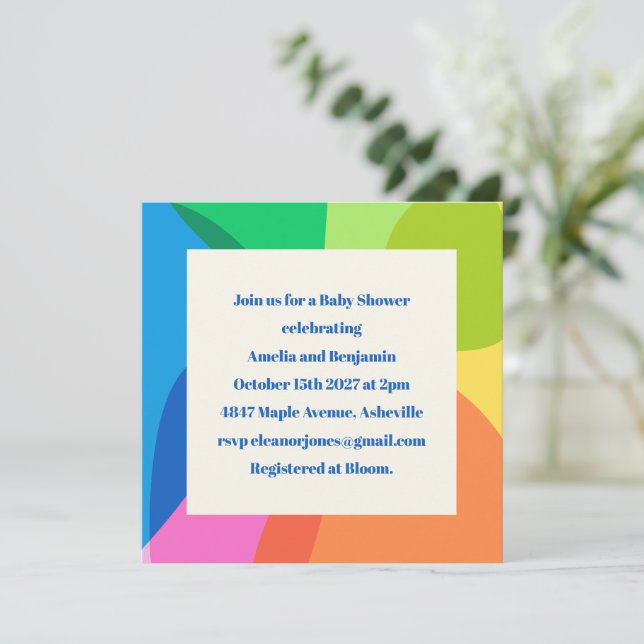 Colourful Modern Square Template Baby Shower (Standing Front)