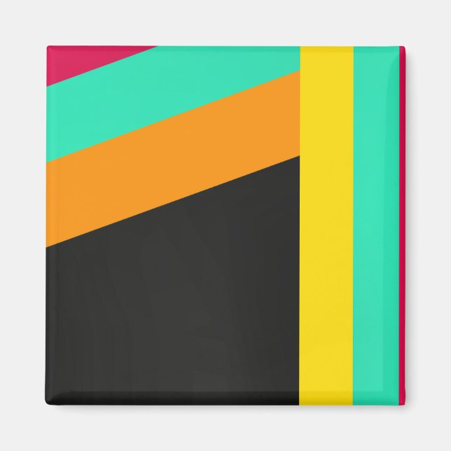 Colourful modern stripes pattern magnet (Front)