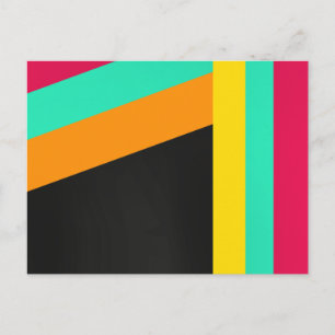 Colourful modern stripes pattern postcard