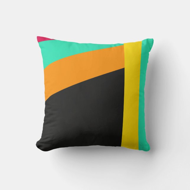 Colourful modern stripes pattern throw pillow (Front)