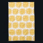Colourful Modern Suns Yellow Pattern Tea Towel<br><div class="desc">Decorate your kitchen with this cool sunshine art towel. Makes a great housewarming,  birthday or wedding gift! 
You can customise it and add text too.
Check my shop for lots more colours and patterns!</div>