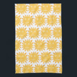 Colourful Modern Suns Yellow Pattern Tea Towel<br><div class="desc">Decorate your kitchen with this cool sunshine art towel. Makes a great housewarming,  birthday or wedding gift! 
You can customise it and add text too.
Check my shop for lots more colours and patterns!</div>