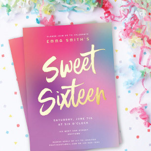Colourful Modern Sweet Sixteen Birthday Party Gold