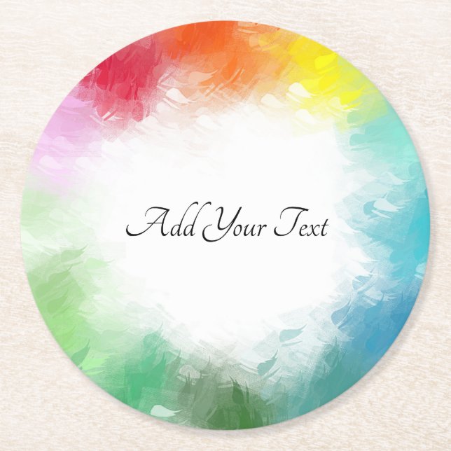 Colourful Modern Template Custom Calligraphy Scrip Round Paper Coaster (Front)