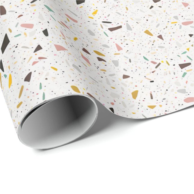 Colourful Modern Terrazzo Texture Pattern Wrapping Paper (Roll Corner)