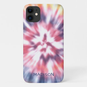 Colourful Modern Tie Dye Pattern Personalised Name iPhone 11 Case