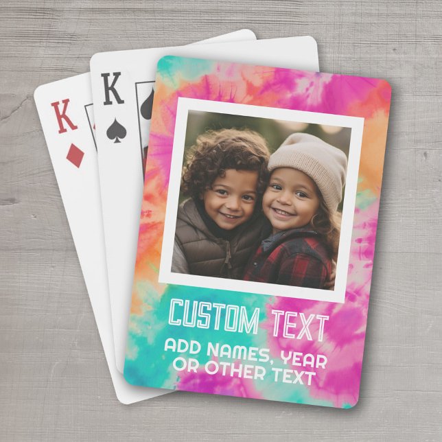 Colourful Modern Tie Dye - Photo and Text Playing Cards (Personalized Playing Cards - add your photos and text)