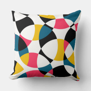 Colourful, modern, trendy, cool circular graphic cushion