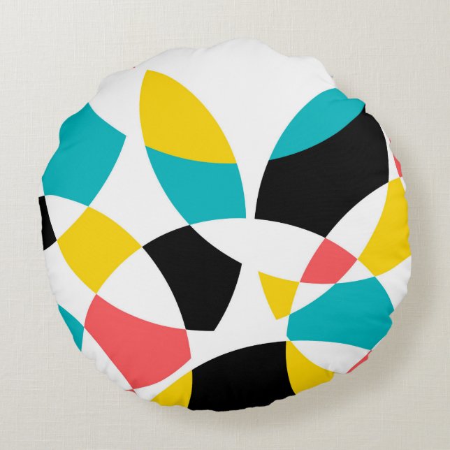 Colourful, modern, trendy, cool, unique circular round cushion (Back)