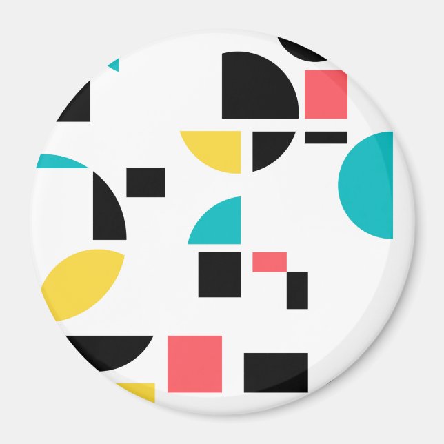 Colourful, modern, trendy, fun, cheerful geometric magnet (Front)