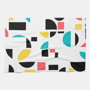 Colourful, modern, trendy, fun, cheerful geometric tea towel