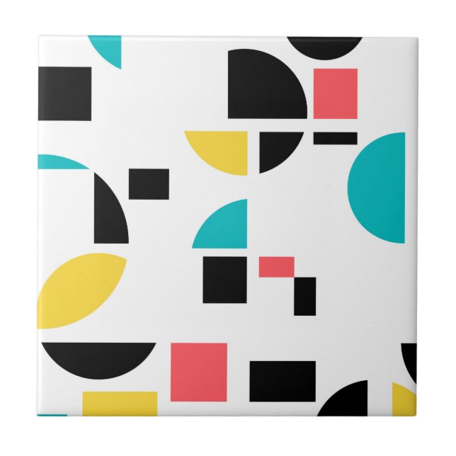 Colourful, modern, trendy, fun, cheerful geometric tile (Front)