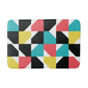 Colourful, modern, trendy, fun geometric pattern bath mat