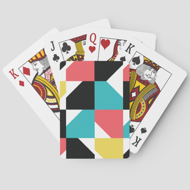 Colourful, modern, trendy, fun geometric pattern playing cards (Back)