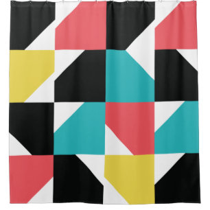 Colourful, modern, trendy, fun geometric pattern shower curtain