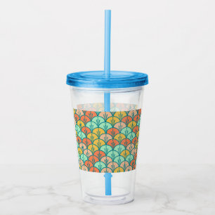 Colourful Modern Trendy Geometric Fish Scale Acrylic Tumbler