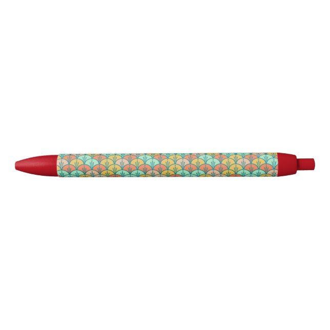 Colourful Modern Trendy Geometric Fish Scale Black Ink Pen (Front)