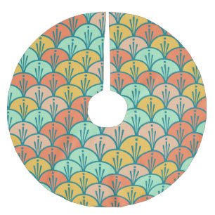 Colourful Modern Trendy Geometric Fish Scale Brushed Polyester Tree Skirt