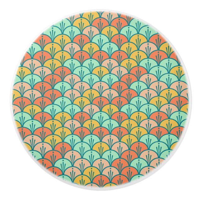 Colourful Modern Trendy Geometric Fish Scale Ceramic Knob (Front)