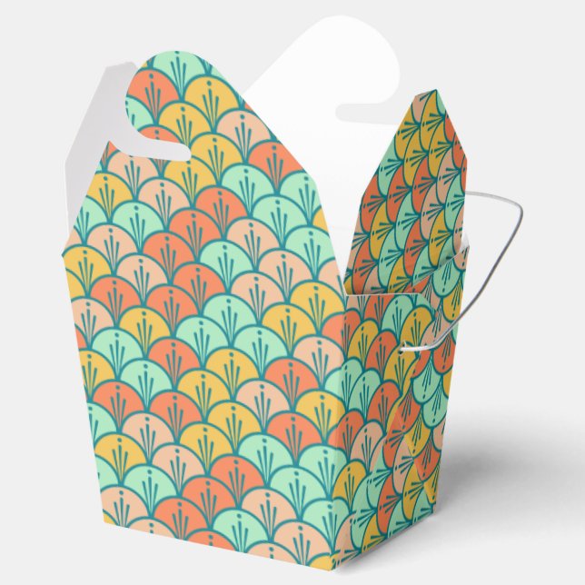 Colourful Modern Trendy Geometric Fish Scale Favour Box (Opened)