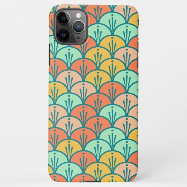 Colourful Modern Trendy Geometric Fish Scale iPhone Case (Back)