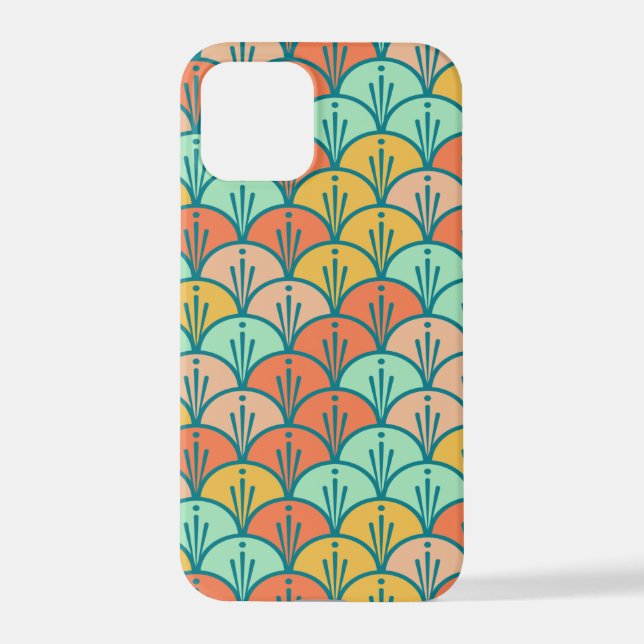 Colourful Modern Trendy Geometric Fish Scale iPhone Case (Back)