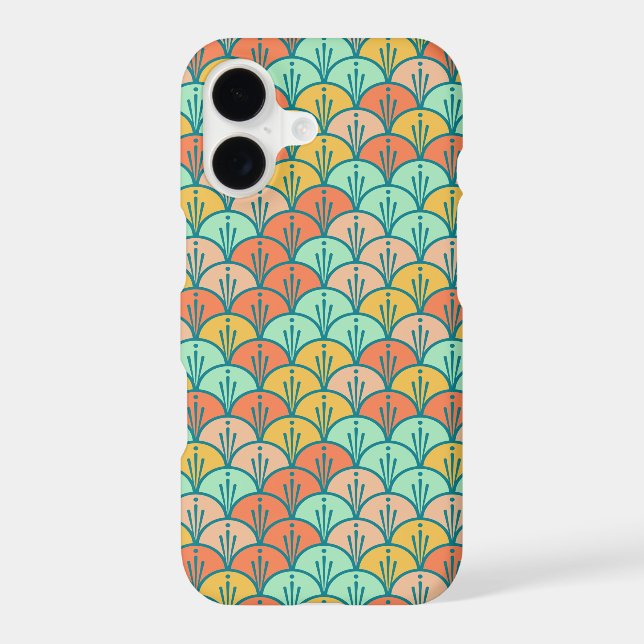Colourful Modern Trendy Geometric Fish Scale iPhone Case (Back)