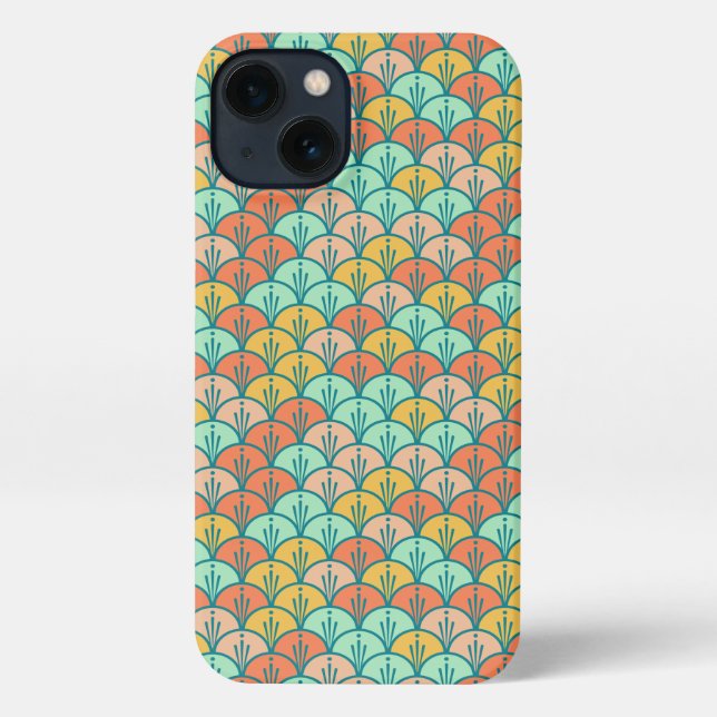 Colourful Modern Trendy Geometric Fish Scale iPhone Case (Back)
