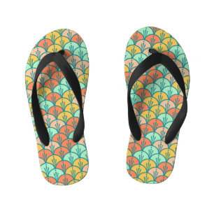 Colourful Modern Trendy Geometric Fish Scale Kid's Flip Flops