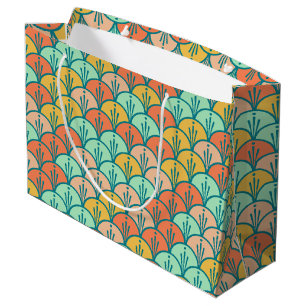 Colourful Modern Trendy Geometric Fish Scale Large Gift Bag