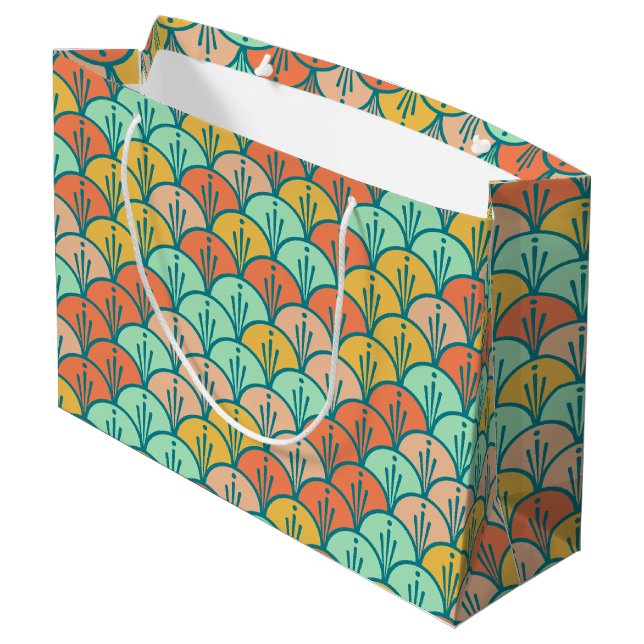 Colourful Modern Trendy Geometric Fish Scale Large Gift Bag (Back Angled)