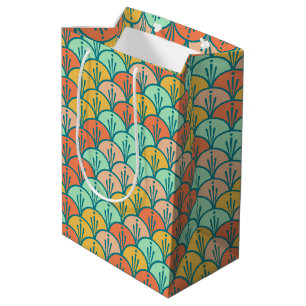 Colourful Modern Trendy Geometric Fish Scale Medium Gift Bag