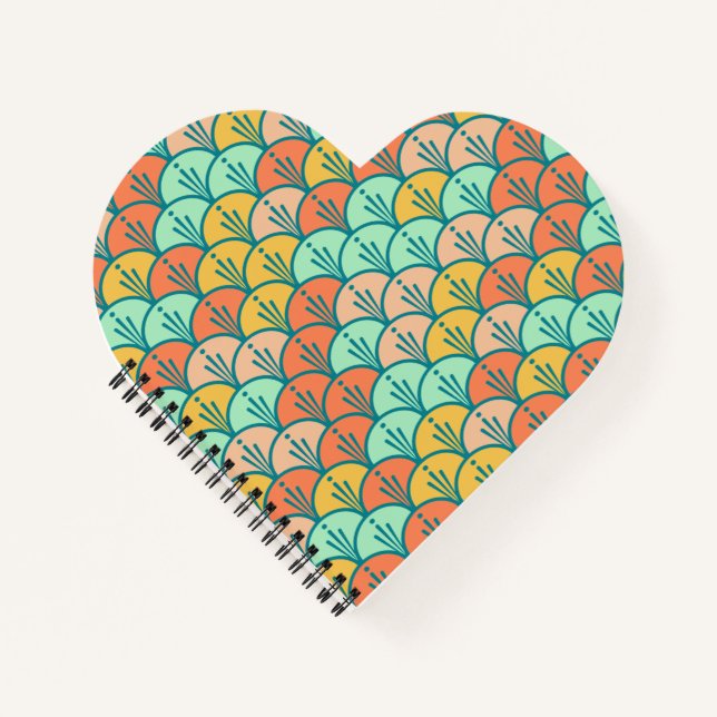 Colourful Modern Trendy Geometric Fish Scale Notebook (Front)