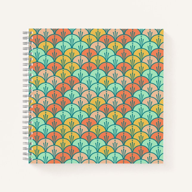 Colourful Modern Trendy Geometric Fish Scale Notebook (Front)