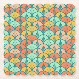 Colourful Modern Trendy Geometric Fish Scale Paper Coaster