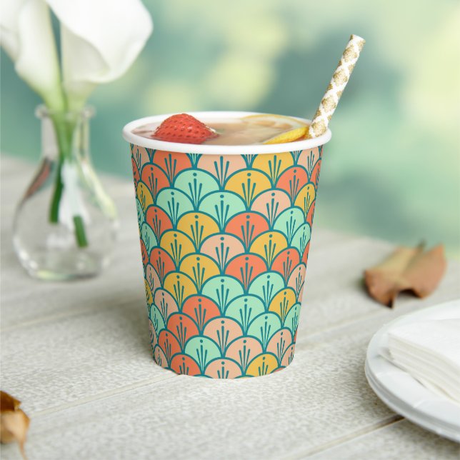 Colourful Modern Trendy Geometric Fish Scale Paper Cups (Insitu)