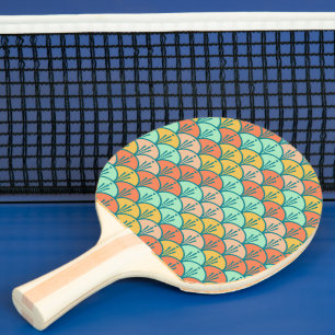 Colourful Modern Trendy Geometric Fish Scale Ping Pong Paddle