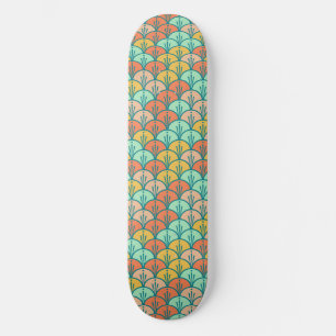 Colourful Modern Trendy Geometric Fish Scale Skateboard