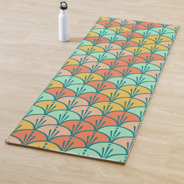 Colourful Modern Trendy Geometric Fish Scale Yoga Mat (In Situ)