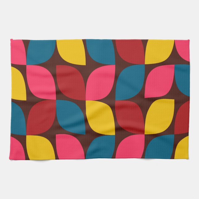 Colourful, modern, trendy, urban flower abstractio tea towel (Horizontal)