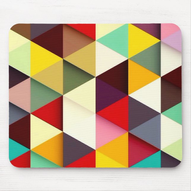 Colourful Modern Triangle Pattern Mouse Mat (Front)