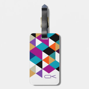 Colourful Modern Triangles Geometric Pattern Luggage Tag