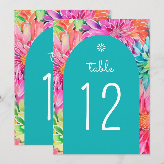 Colourful Modern Tropical Watercolor Floral Weddin Invitation (Front/Back)