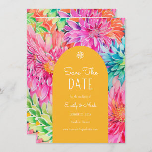 Colourful Modern Tropical Watercolor Floral Weddin Save The Date