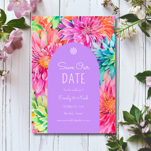 Colourful Modern Tropical Watercolor Floral Weddin Save The Date